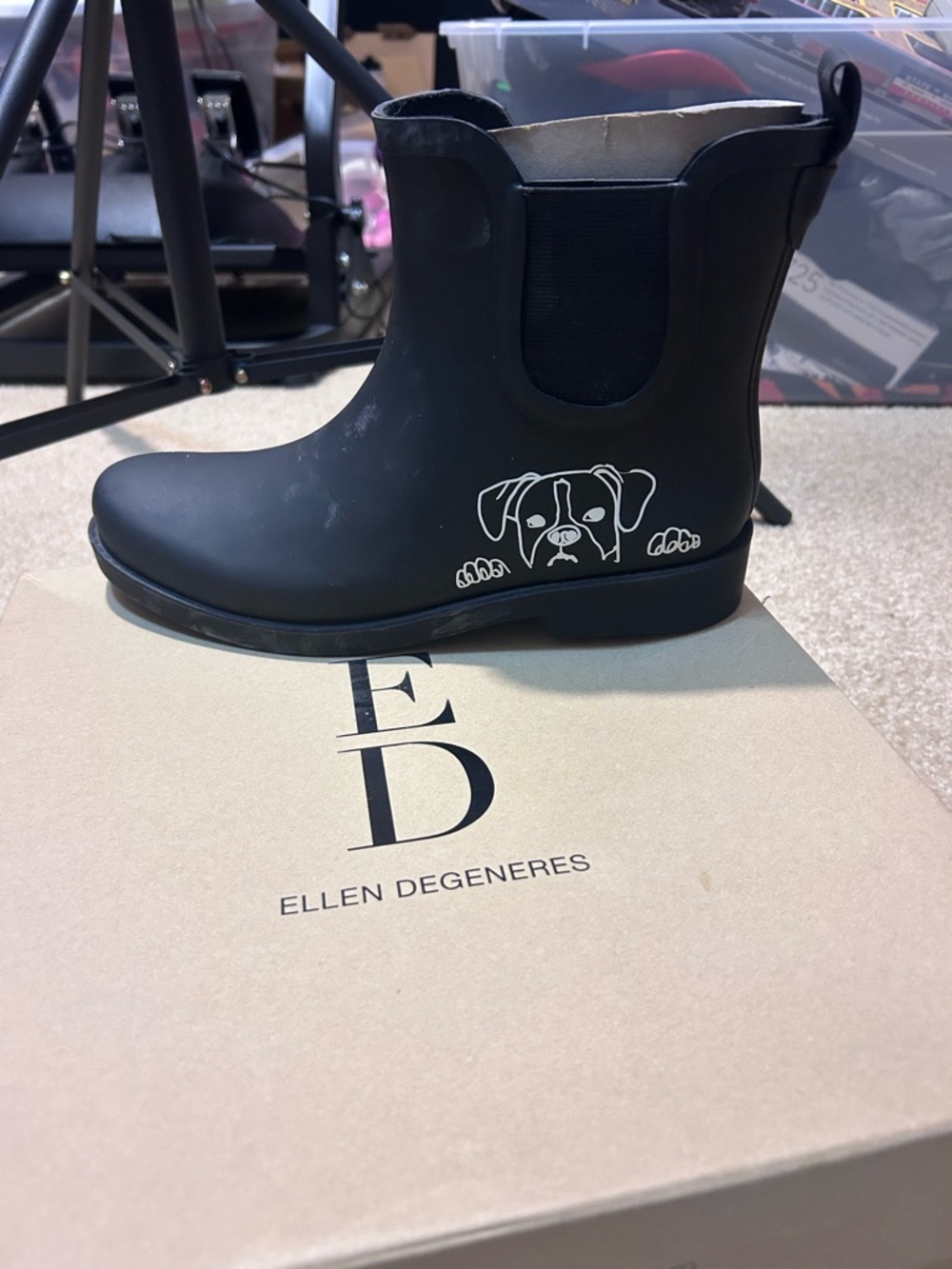 Ellen DeGeneres Black Chelsea Rain Boot